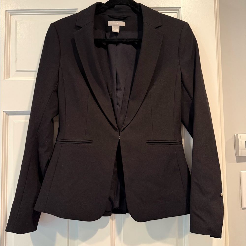 H&M Black Women's Single-Button Tailored Blazer